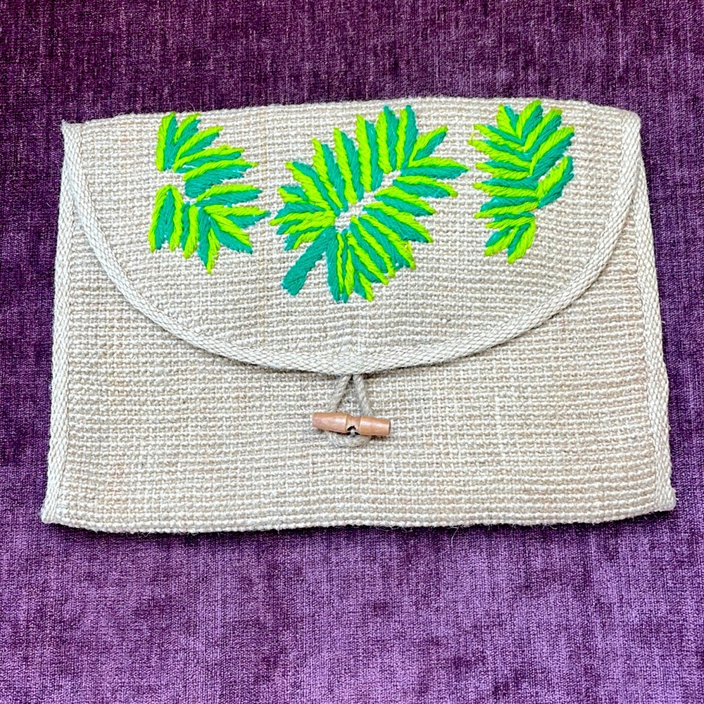 America & Beyond Woven Boho Clutch